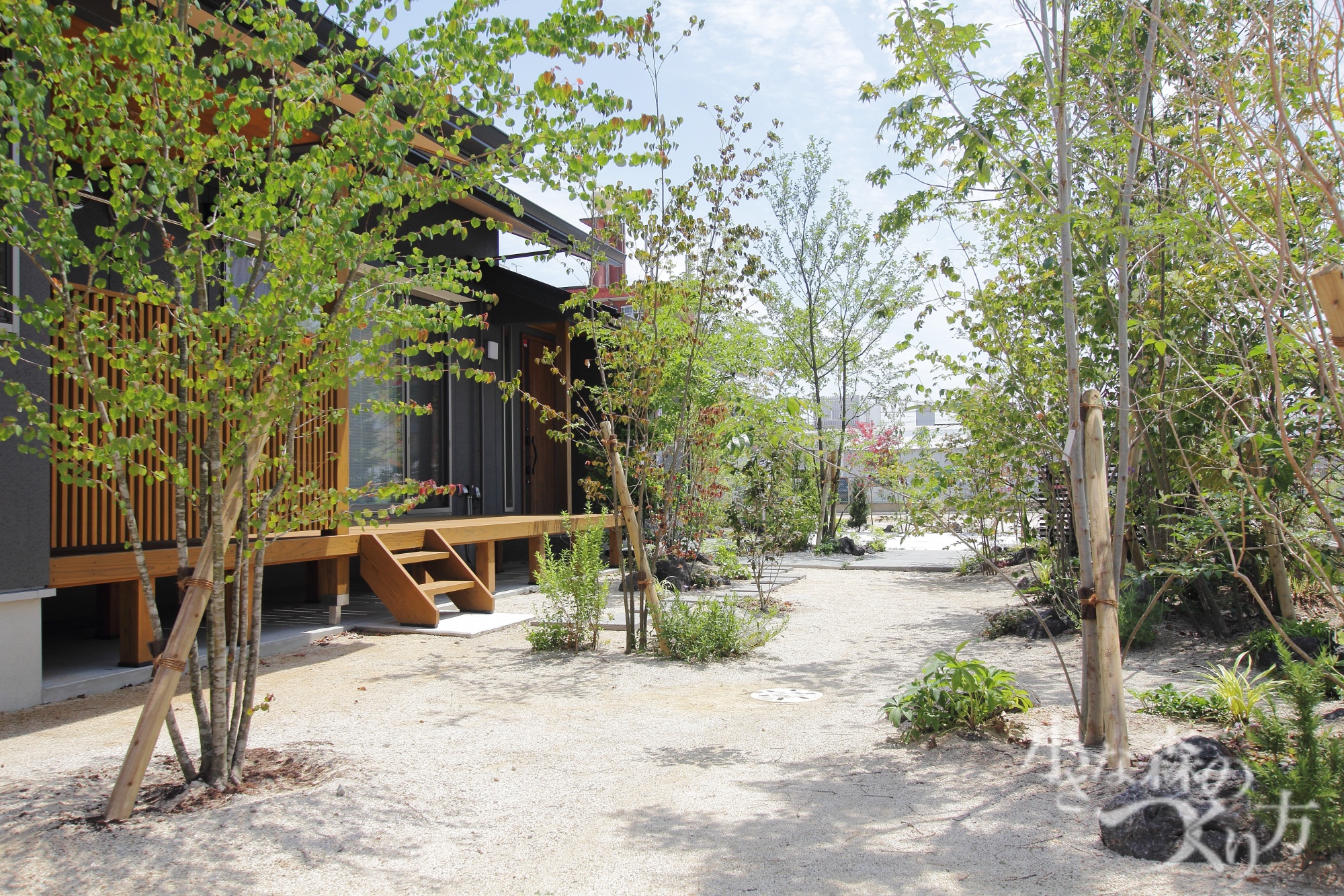 <p>前庭にもたくさんの植栽を配植しました。</p>
<p>緑に囲まれた素敵な空間になりました。</p>